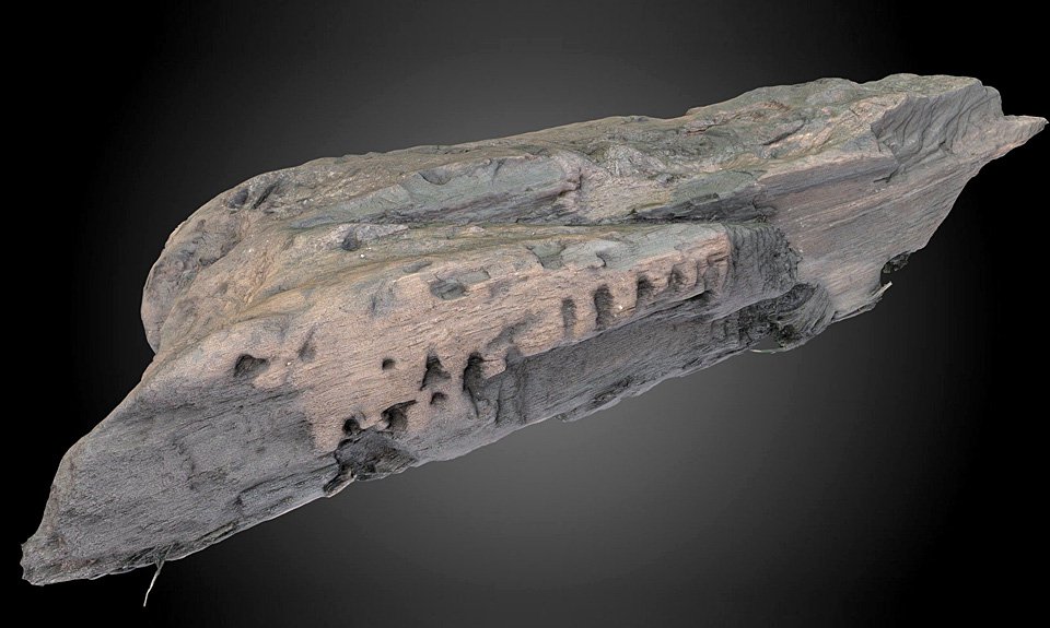 Метровый кусок древесины с загадочной резьбой случайно обнаружили во время строительных работ в деревне Боксфорд в Беркшире. Фото: Judith Dobie/Historic England