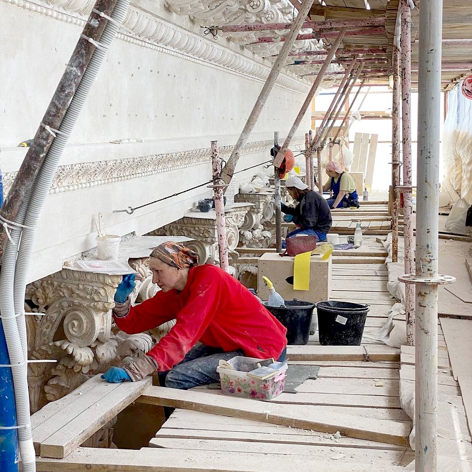 Работы по восстановлению и укреплению фасада особняка. Фото: Государственный музей истории Санкт-Петербурга