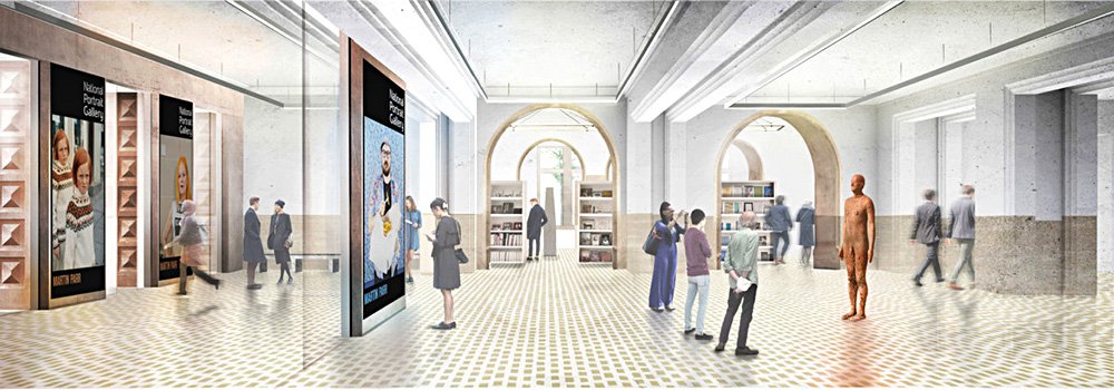 Проект реконструкции холла на первом этаже Национальной портретной галереи. Фото: Jamie Fobert Architects; Forbes Massie Studio