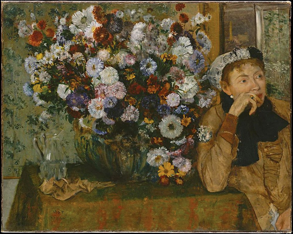 Эдгар Дега. «Женщина, сидящая рядом с вазой с цветами». 1865. Фото: Courtesy of the Metropolitan Museum of Art, New York