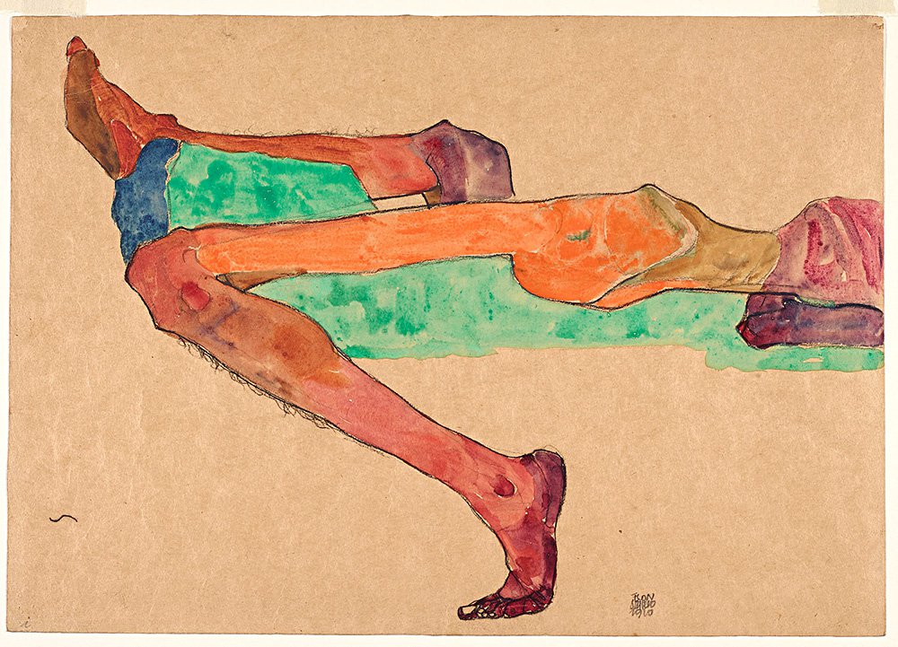 Эгон Шиле. «Полулежащий обнаженный мужчина» («Автопортрет»). 1910. Richard Nagy Gallery. Фото: Art Basel