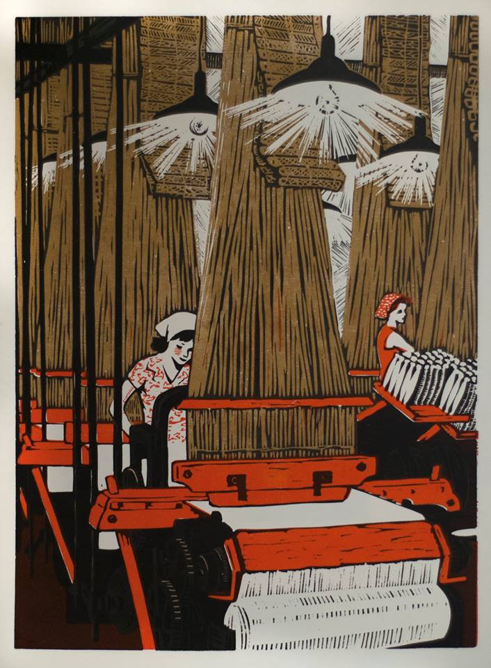 Б.А.Аверьянов, И.Л.Шкубер. «Ситцы». 1960-е. Цветная линогравюра. Частное собрание. Фото: Музей Москвы