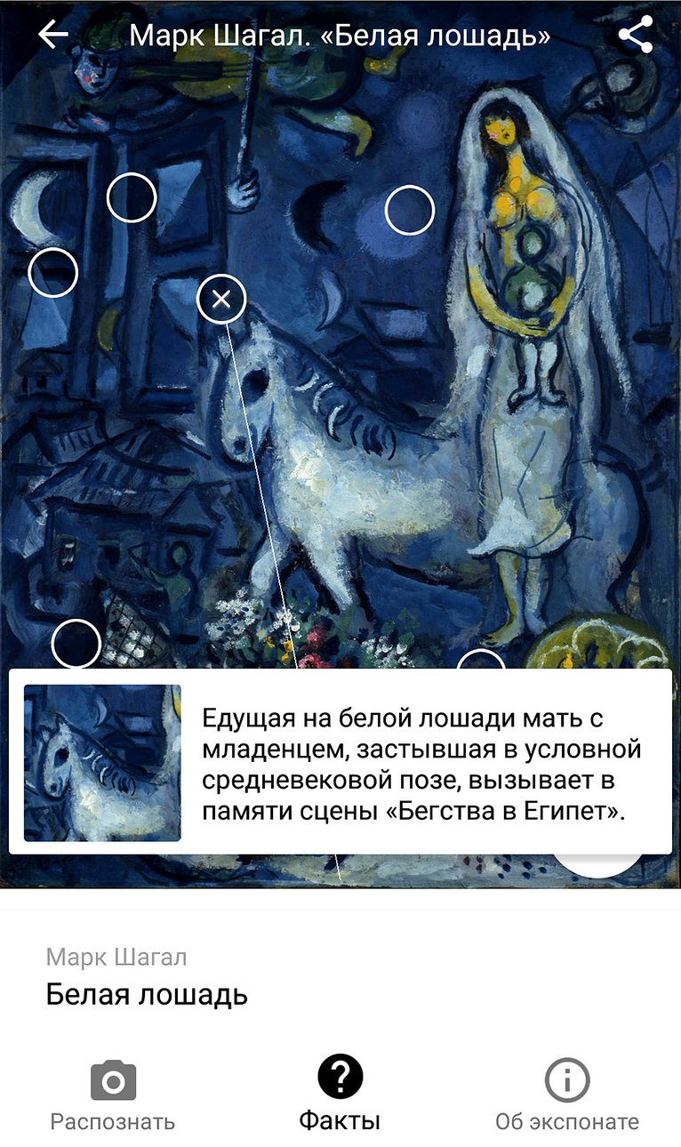 «Белая лошадь» Марка Шагала в интерактивной версии. Фото: ГМИИ им. А.С.Пушкина