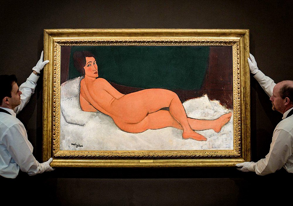 Амедео Модильяни. «Лежащая (на левом боку) обнаженная». 1917. Картина стала самым дорогим произведением искусства, проданным Sotheby’s за свою историю. Фото: Sotheby’s