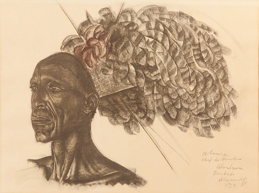 Александр Яковлев. «Абура, вождь племени абабуа». 1925. Бумага, уголь, сангина, карандаш. Галерея «Диалог»