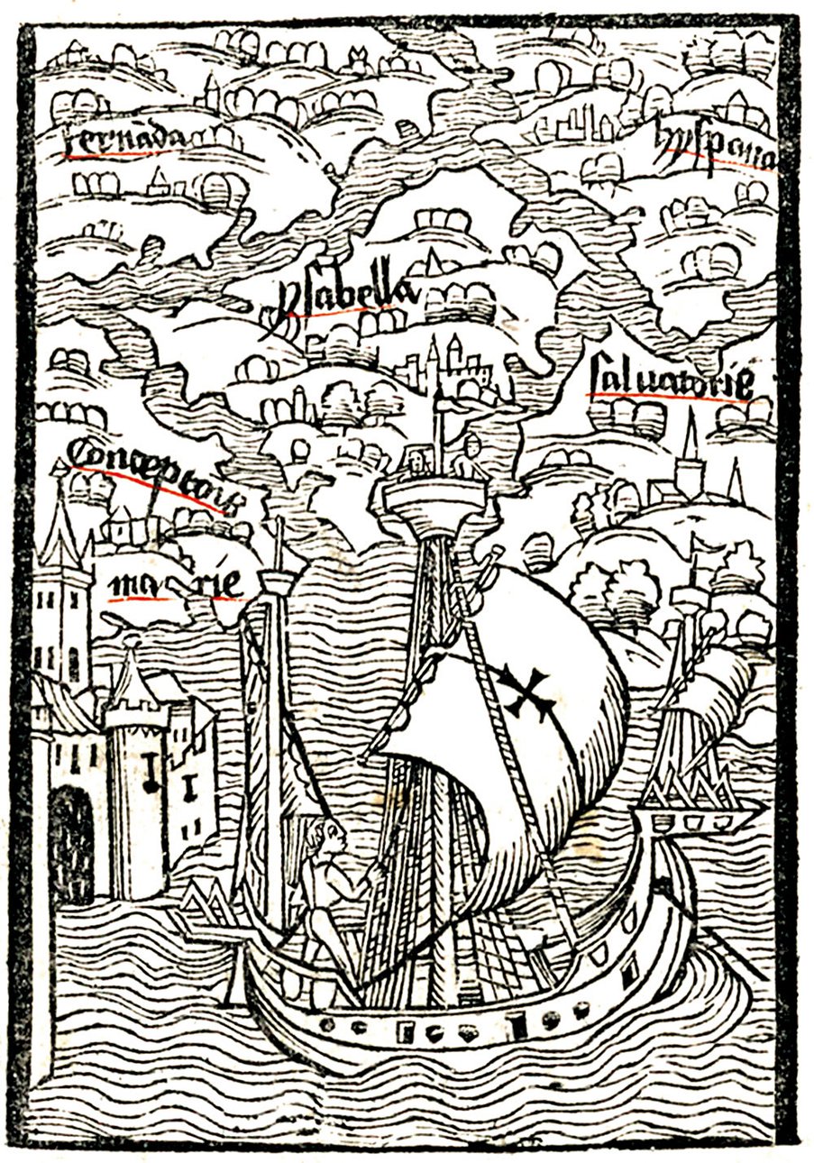 Гравюра, иллюстрирующая путевое письмо Христофора Колумба из Вест-Индии. Базельское издание. 1494. Фото: Библиотека Джона Картера Брауна