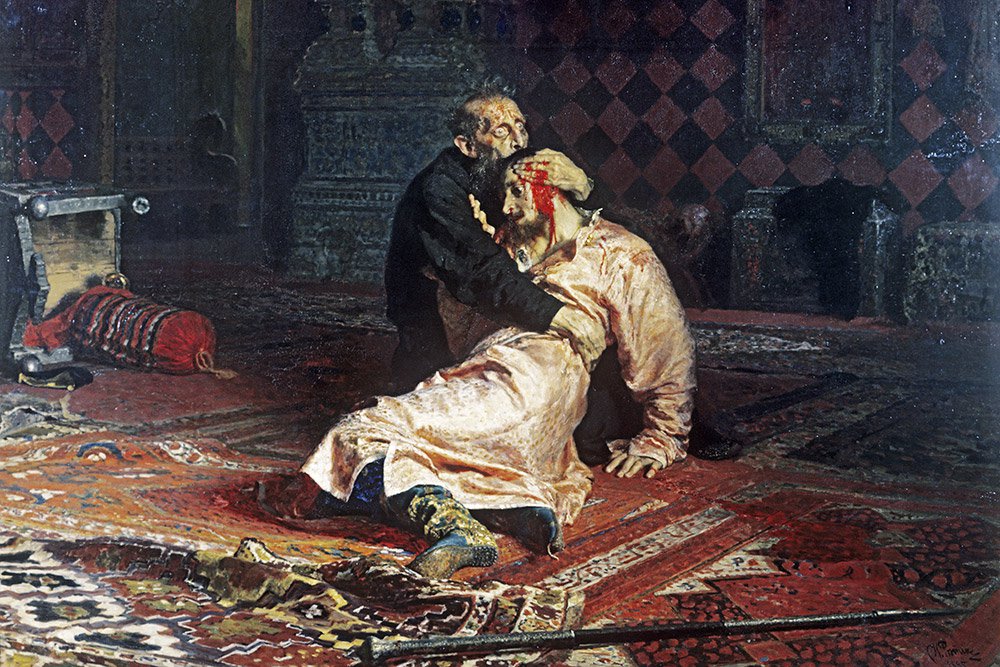 Илья Репин. «Иван Грозный и сын его Иван 16 ноября 1581 года». 1885. Фото: Государственная Третьяковская галерея