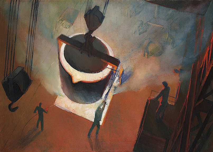Николай Денисовский. «Сталелитейный цех Путиловского завода». 1930. Выставка «Художники у станка. Искусство после революции». Фото: Государственная Третьяковская галерея