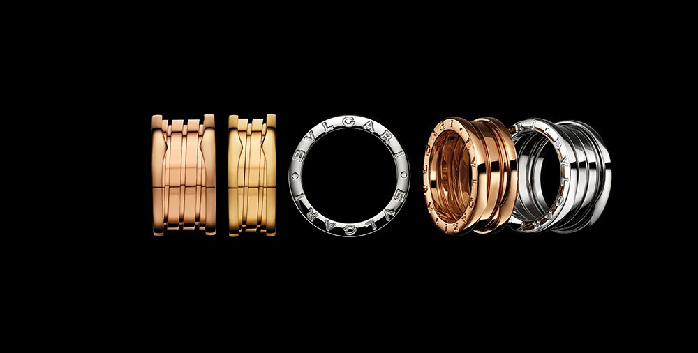 Оригинальные версии колец Bvlgari B.zero1 из розового, желтого и бе- лого золота