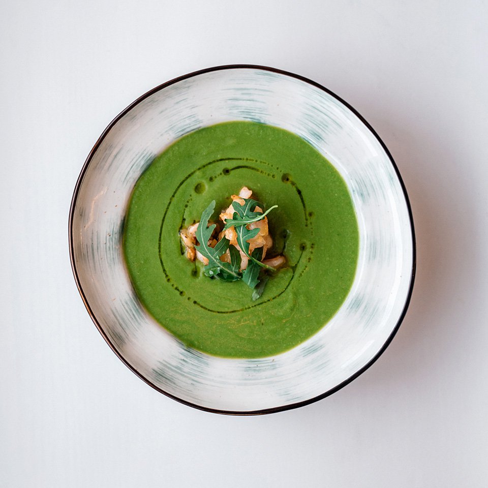 Суп-пюре из зеленого горошка  в ресторане «Причал». Фото: Novikov Group
