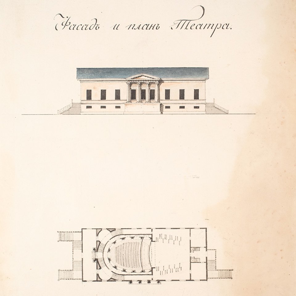 Фасад и план Театра Гонзаги. Фото: Музей-усадьба «Архангельское»