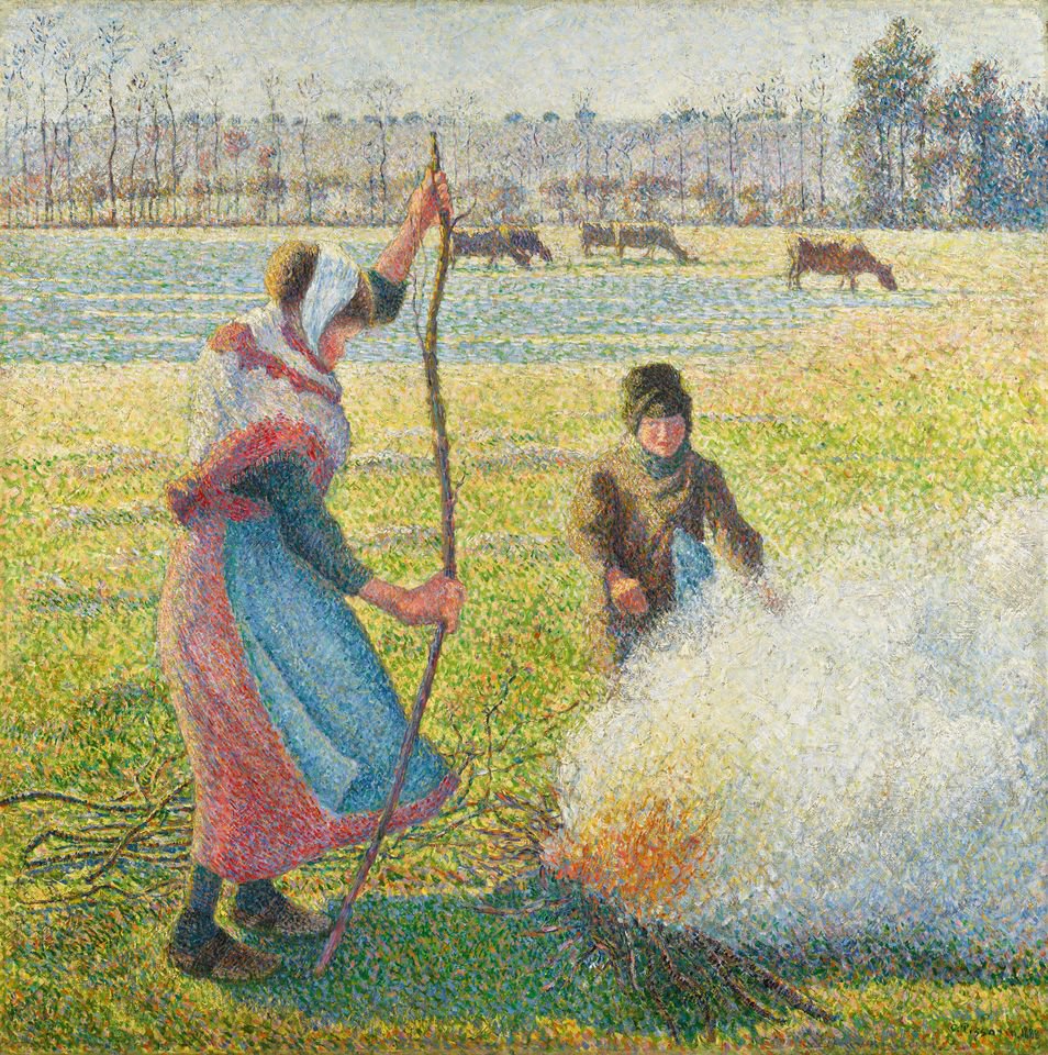 Камиль Писсарро. «Иней. Молодая крестьянка разводит костер». 1888. Фото: Sotheby'
