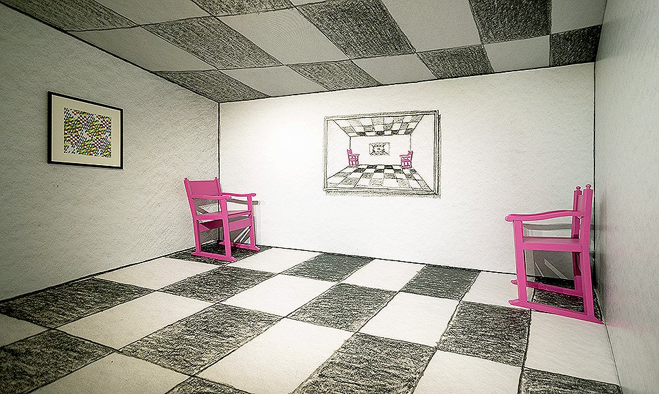 Трехмерная оптическая иллюзия «Комната Эймса» на выставке «На языке правил и исключений. Наука и искусство». Фото: Еврейский музей и центр толерантности