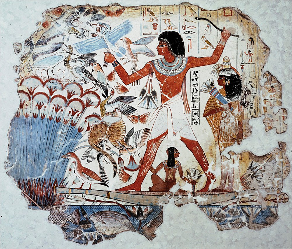 «Охота в камышах». Фрагмент росписи стены из гробницы Небамона. Фото: Британский музей