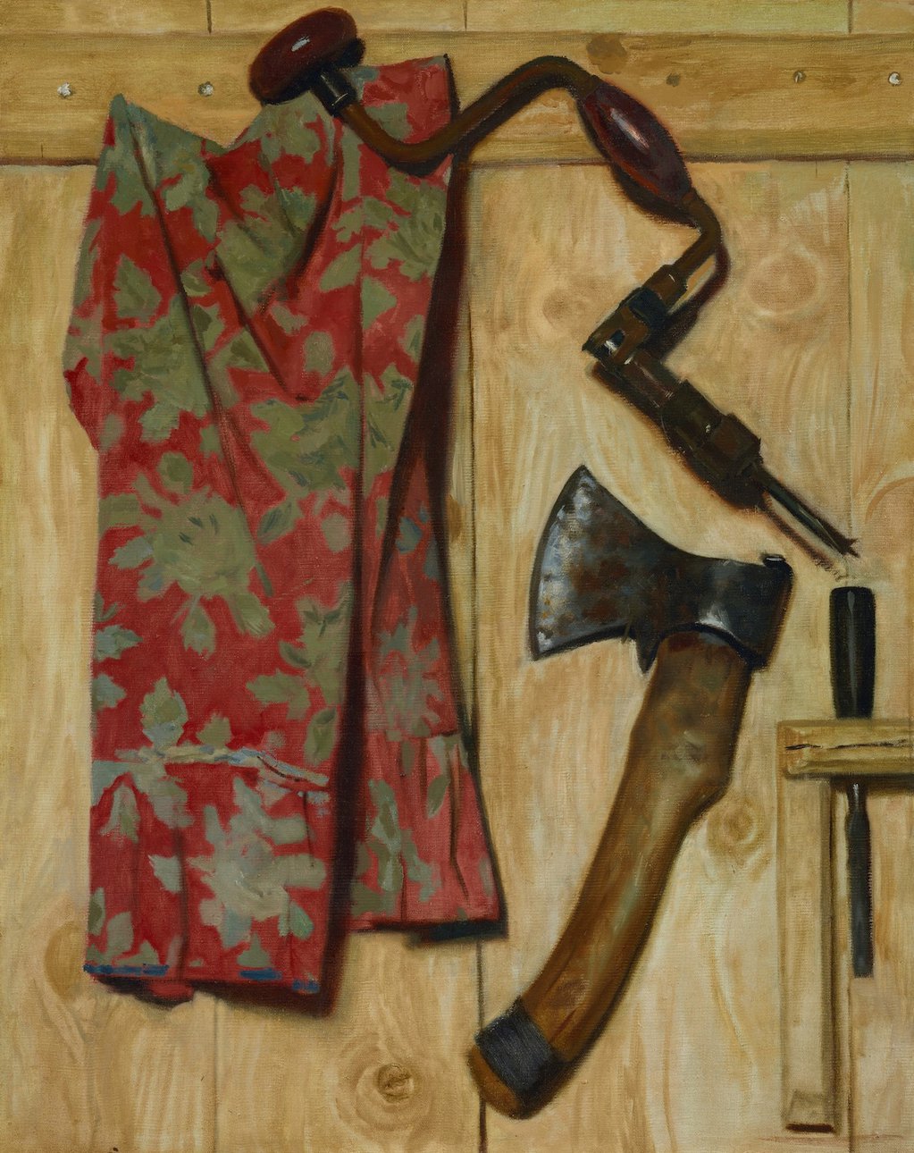 Г.М. Коржев. Натюрморт с топором и коловоротом. 1979. Холст, масло. 100 × 80. Третьяковская галерея