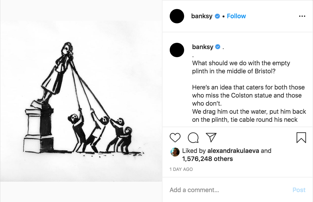 Набросок проекта нового монумента Эдварду Колстону. Фото: Banksy Instagram
