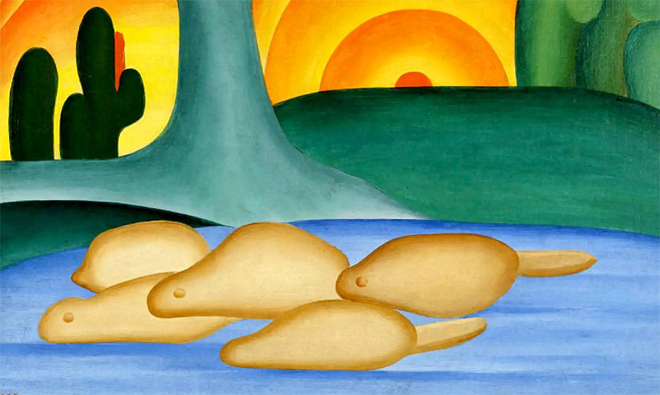 Фрагмент картины «Заходящее солнце» Тарсилы ду Амарал. Фото: Tarsila Do Amaral Licensed