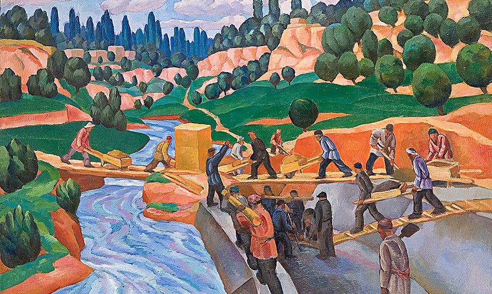 Николай Карахан. «Строят плотину». 1932. Фото: Фонд Марджани