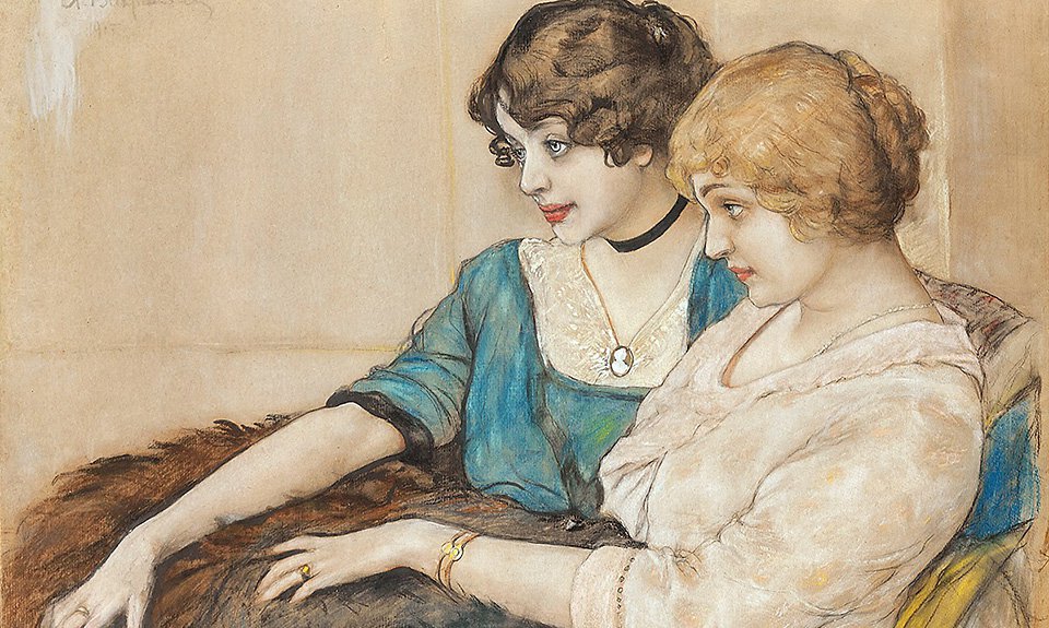 Александр Вахрамеев. «Подруги. Тата и Валя». 1915.  Фото: Пензенская областная картинная галерея им. К. А. Савицкого