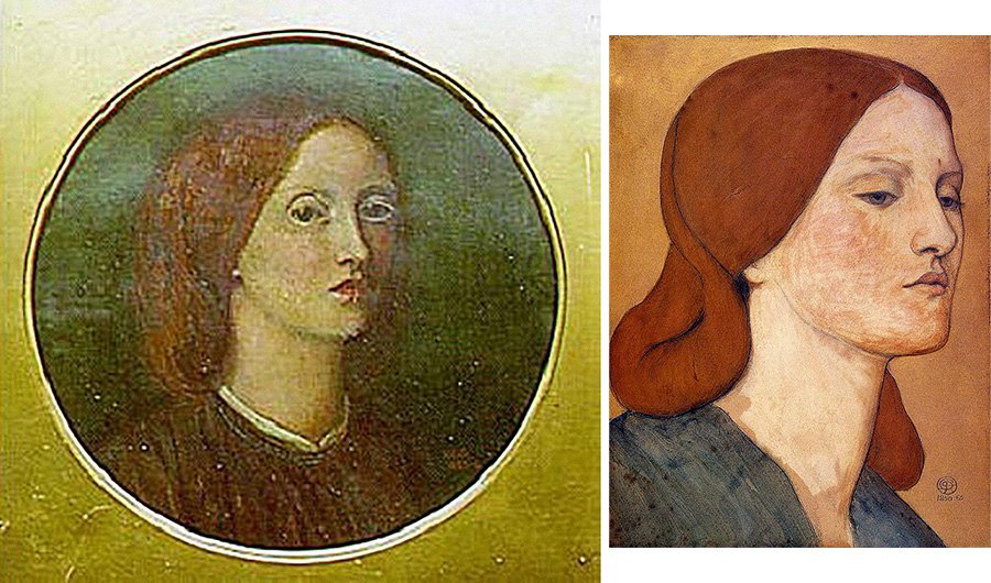 Элизабет Сиддал. «Автопортрет». 1853–1854. Фото: Rossetti ArchiveДанте Габриэль Россетти. «Портрет Элизабет Сиддал». 1850. Фото: Fitzwilliam Museum