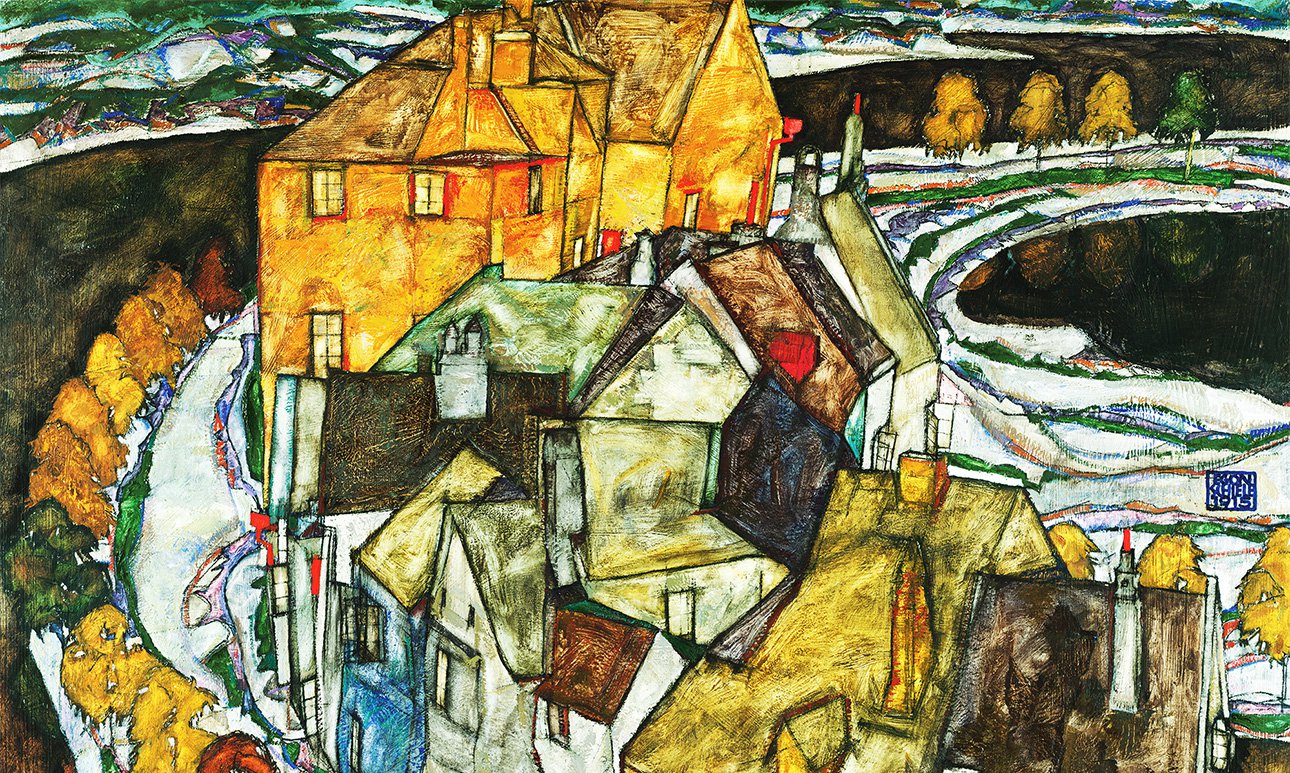 Эйвон Шиле. «Полумесяц домов II (Островной город)». 1915.  Фото: Leopold Museum