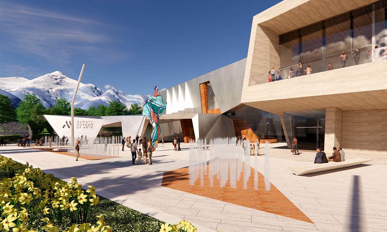 Визуализация восточного входа в Almaty Museum of Arts. Фото: Chapman Taylor/Yinka Shonibare CBE
