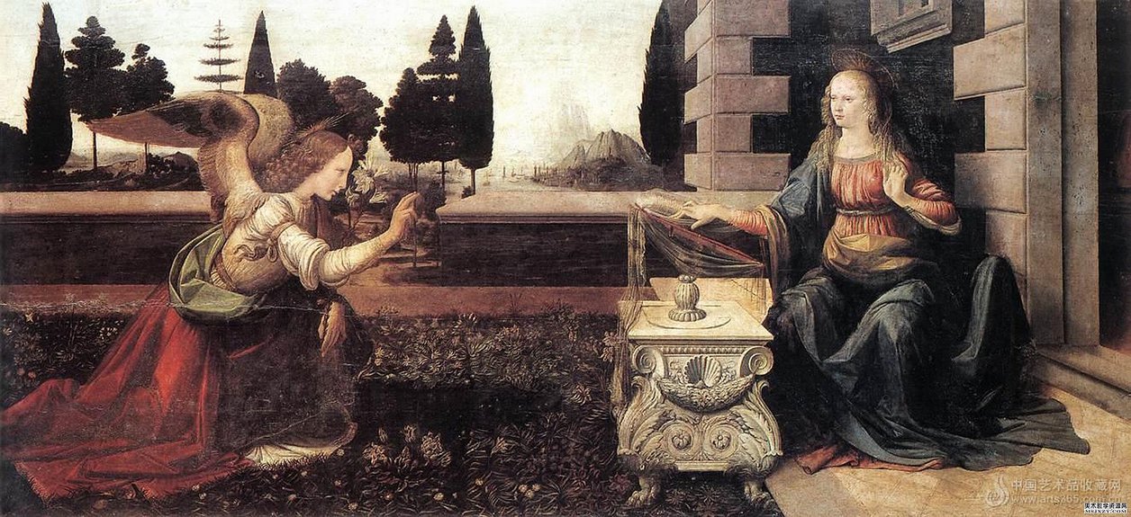 Leonardo Da Vinci. Annunciation. 1475. (с) virtualuffizi.com