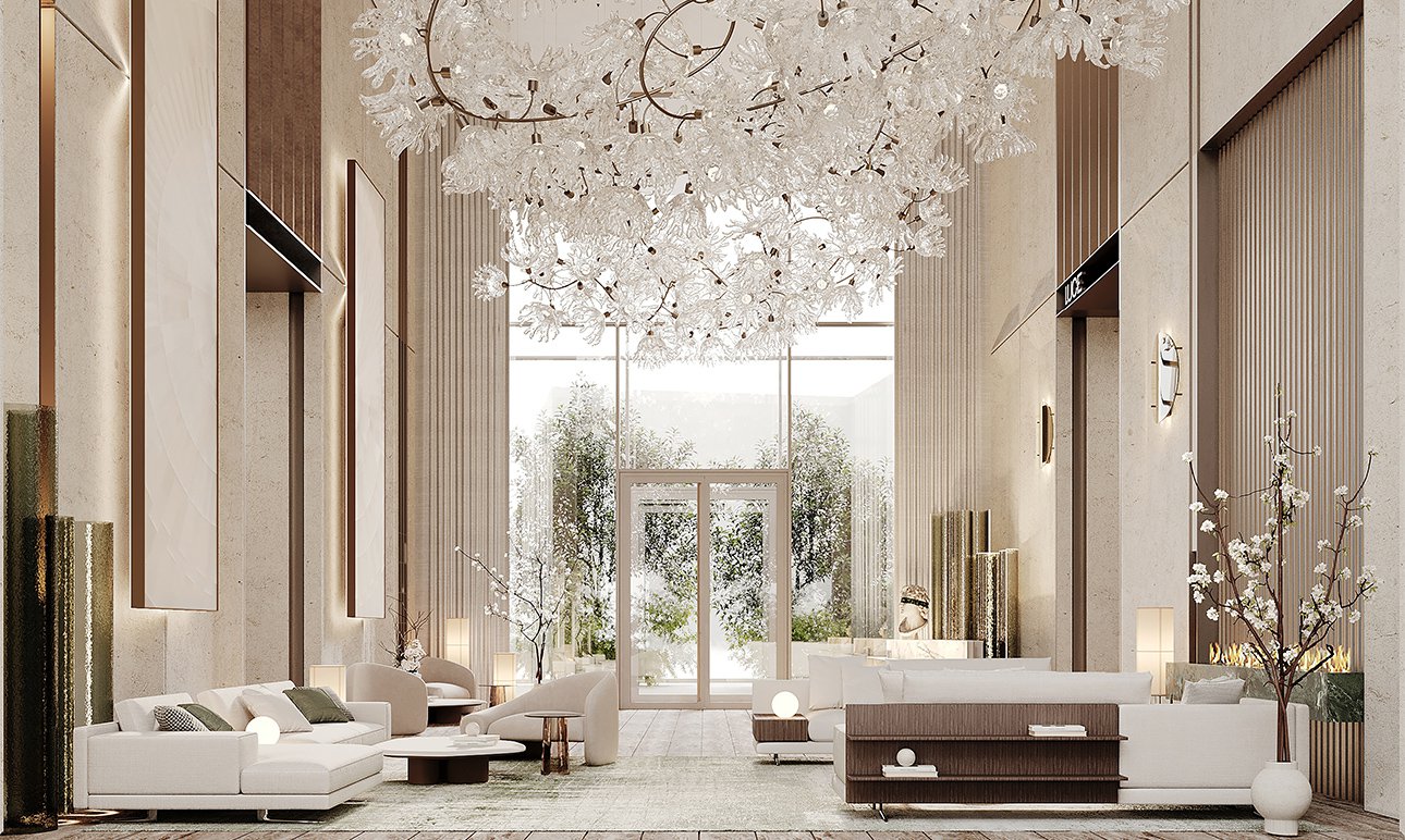 Интерьер лобби клубного дома LUCE.  Фото: MR private