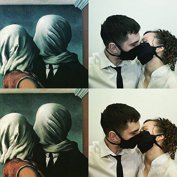 «Влюбленные» Рене Магритта. Фото: www.facebook.com/groups/izoizolyacia/