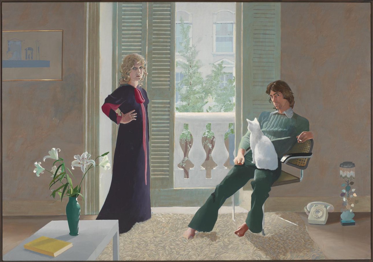Фрагмент картины Дэвида Хокни «Мистери миссис Кларк с котом Перси». 1970–1971. Фото: Tate, Londo