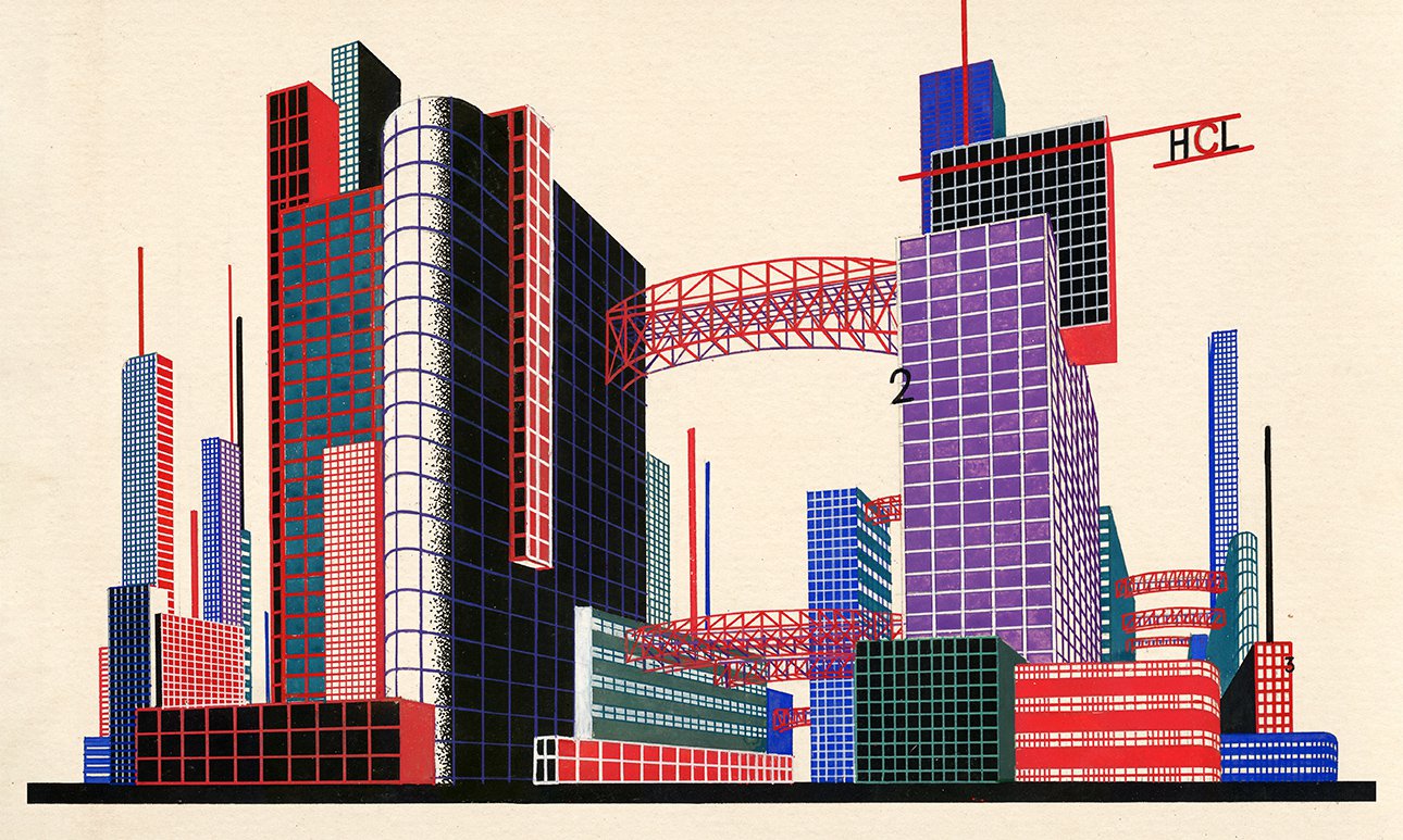 Яков Чернихов. «Архитектурная фантазия № 14» из цикла «Архитектурные фантазии».  1929-1932.  Фото: Архитектурный благотворительный фонд имени Якова Чернихова