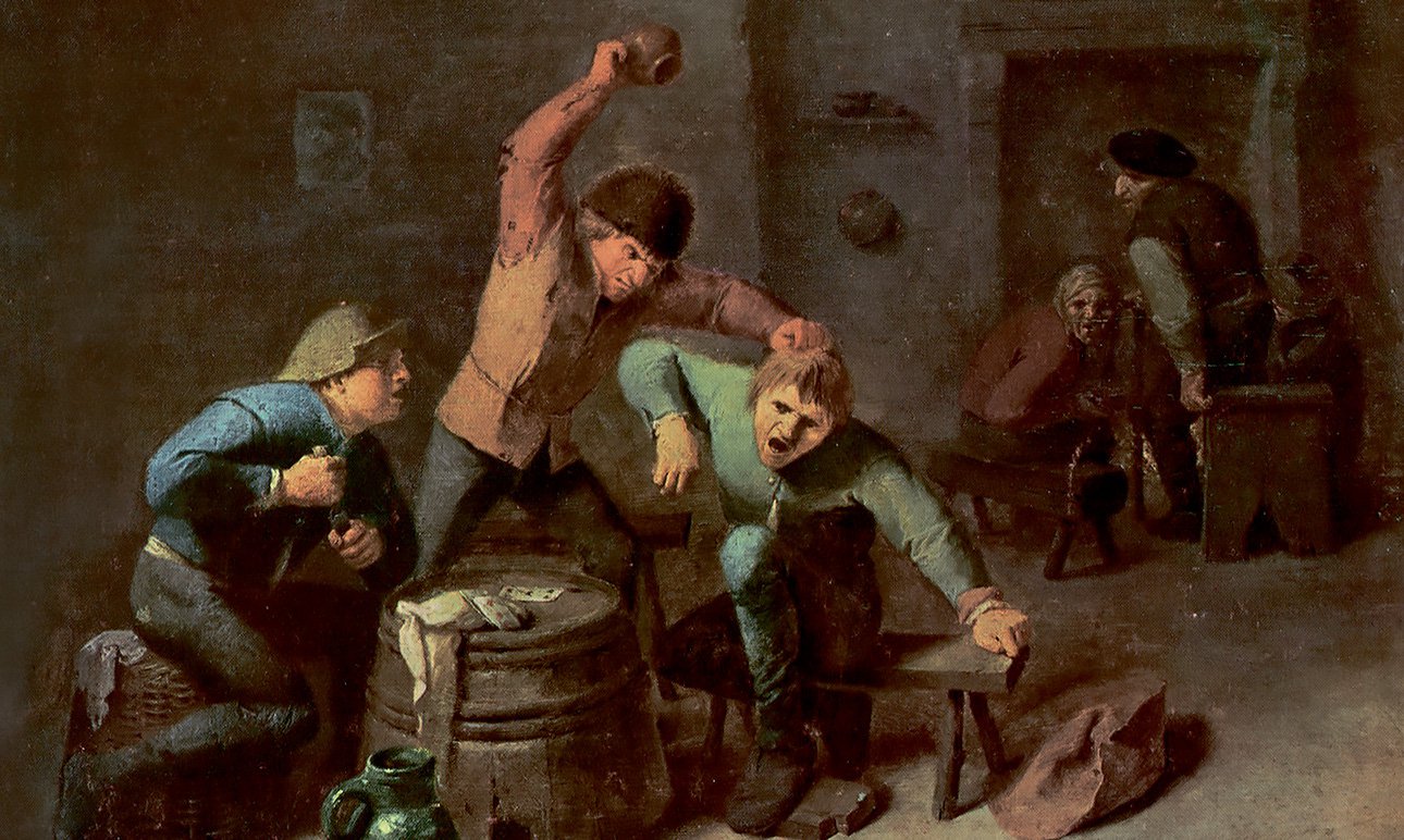 Адриан Броувер. «Крестьяне, дерущиеся из-за карт». 1606-1638.  Фото: Alte Pinakothek, Munich