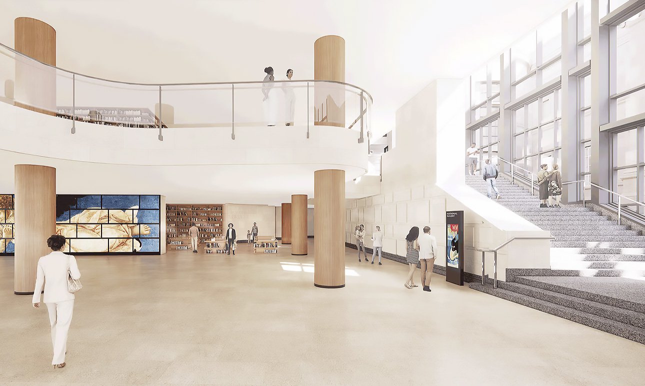 Проект вестибюля, построенного Вентури и Скоттом Брауном в 1991 году. Он будет открыт, чтобы добавить больше естественного света. Фото: Selldorf Architects