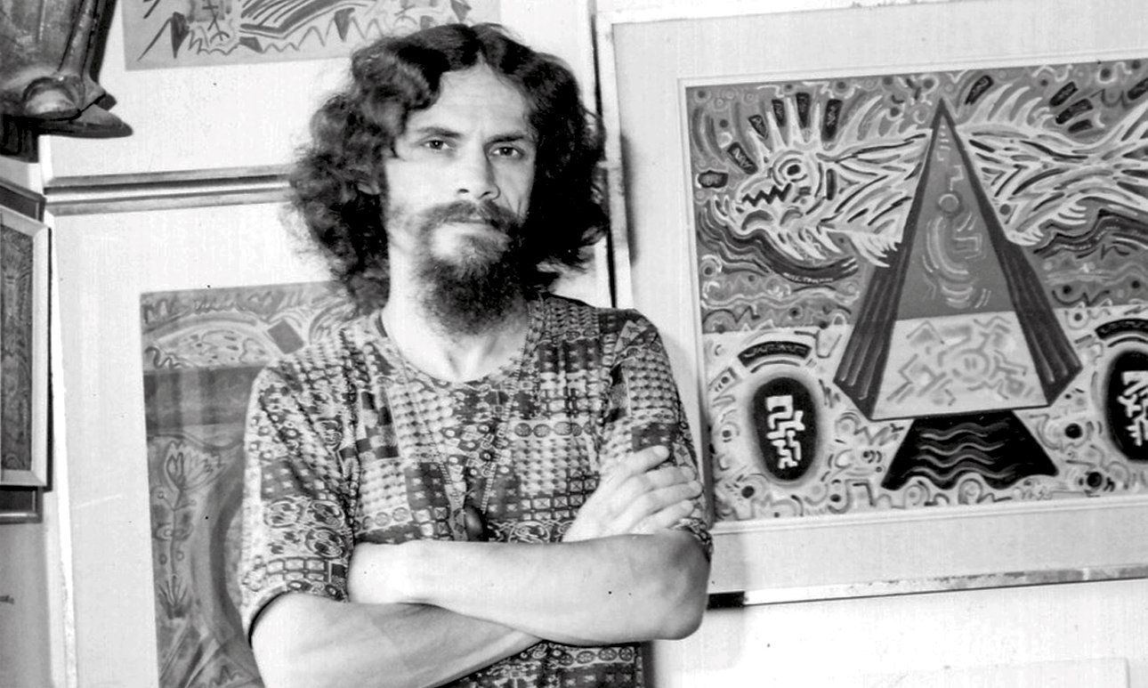 Михаил Гробман у себя дома. 1977. Иерусалим.  Фото: М. Маргулис