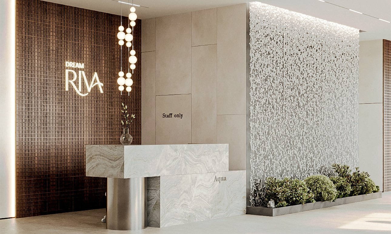 Интерьер лобби башни Aqua. Фото: Regions Development