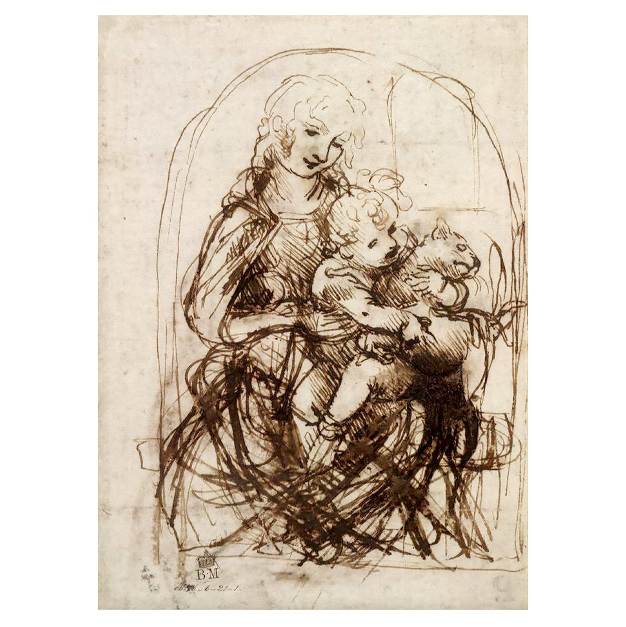 Леонардо да Винчи. «Этюд мадонны с младенцем и кошкой». 1478–1481 годы. Фото: The Trustees of the British