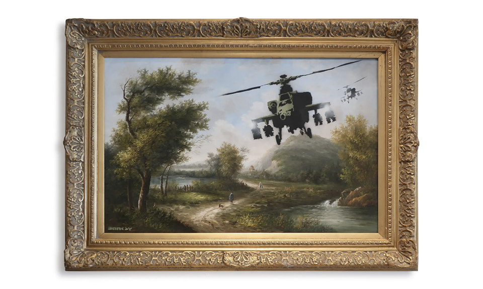 Бэнкси. «Вандализированное масло (Вертолеты)». Фото: Joshua White. Courtesy of Sotheby's