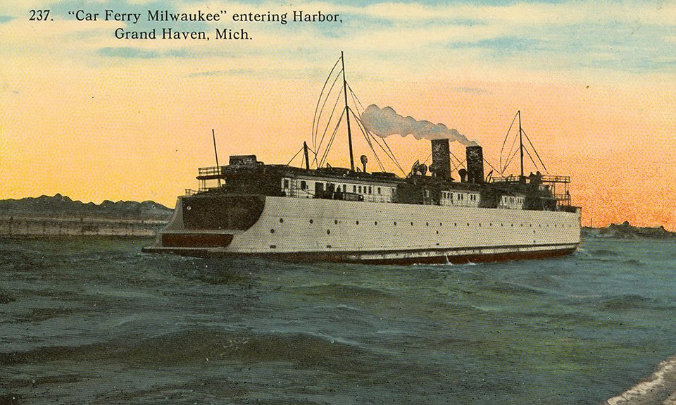 Судно «Милуоки», перевозившее автомобили и затонувшее в 1929 году.  Фото: Wisconsin Historical Society
