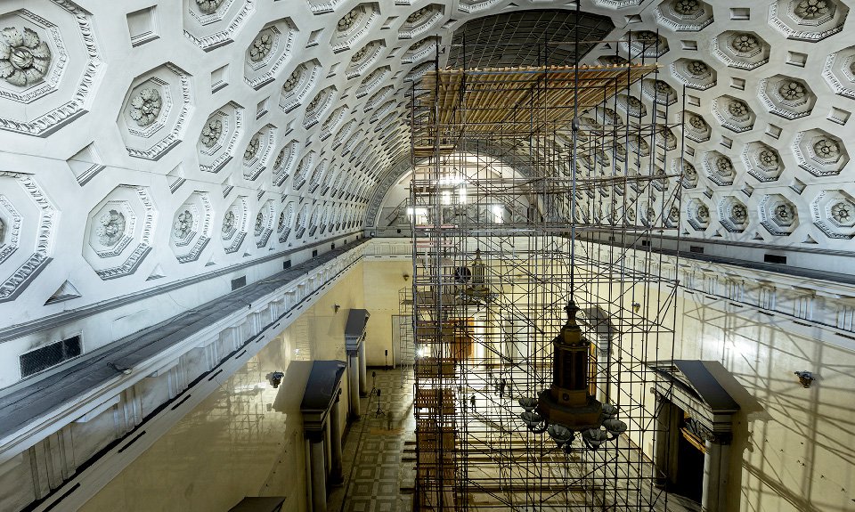 Процесс реставрации Биржи. Фото: Государственный Эрмитаж