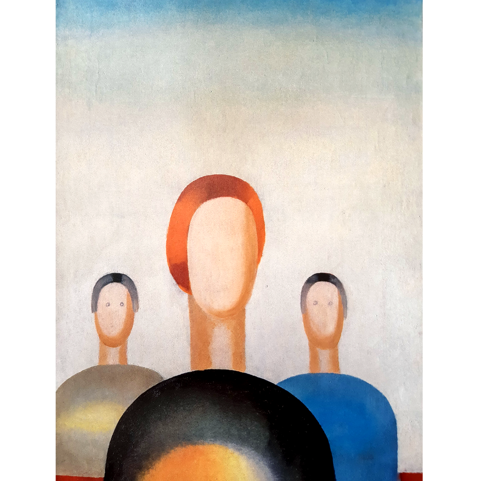 Пострадавшая картина Анны Лепорской «Три фигуры». Фото: The Art Newspaper Russia