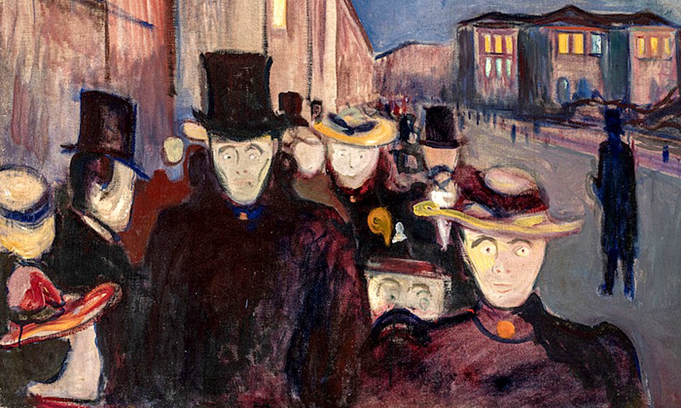 Эдвард Мунк. «Вечер на улице Карла Юхана». 1892. Фрагмент. Фото: Dag Fosse/KODE