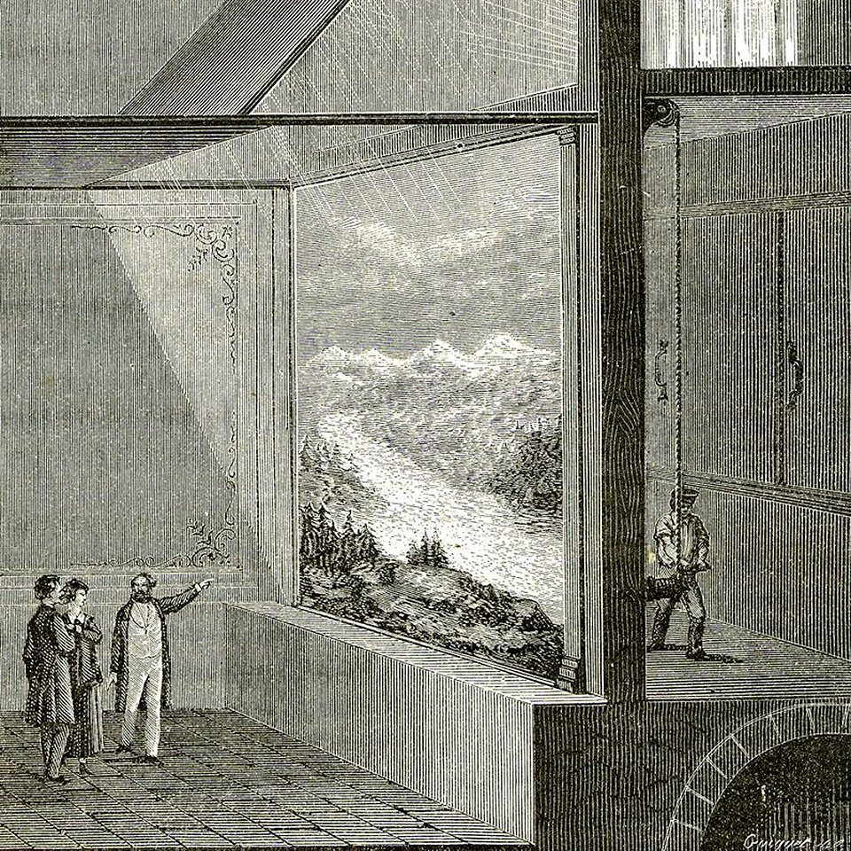 Рисунок второй трети XIX в. разъясняет принцип действия диорам. Фото: Louis Daguerre‘s House in Bry-sur-Marne
