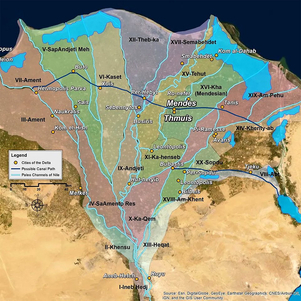 Карта дельты Египта, показывающая местоположение древнего Тмуиса. Фото: Tell Timai Project, Nottingham Trent University and University of Hawaii