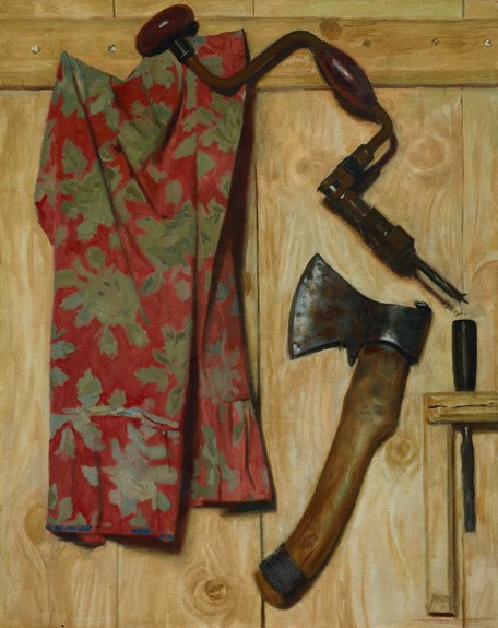Г.М. Коржев. Натюрморт с топором и коловоротом. 1979. Холст, масло. 100 × 80 © Государственная Третьяковская Галерея