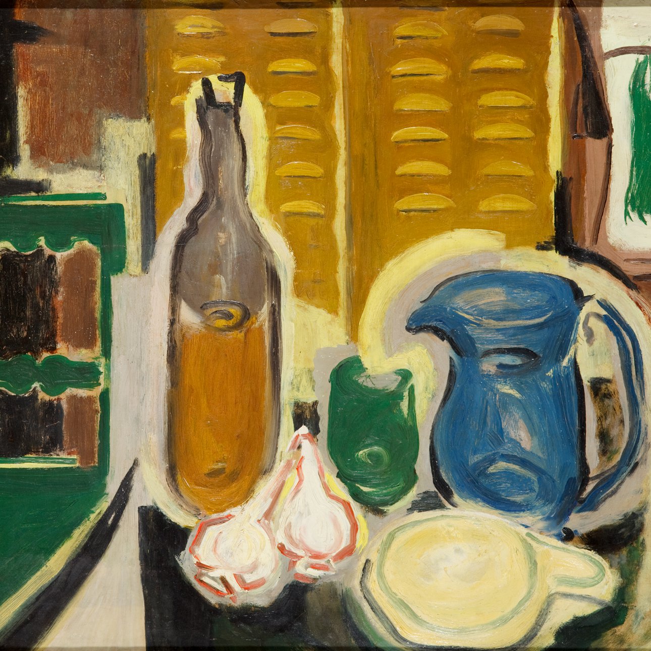 Лидия Тимошенко. «Натюрморт с бутылью и головками чеснока». Конец 1920-х.  Фото: Галеев-Галерея