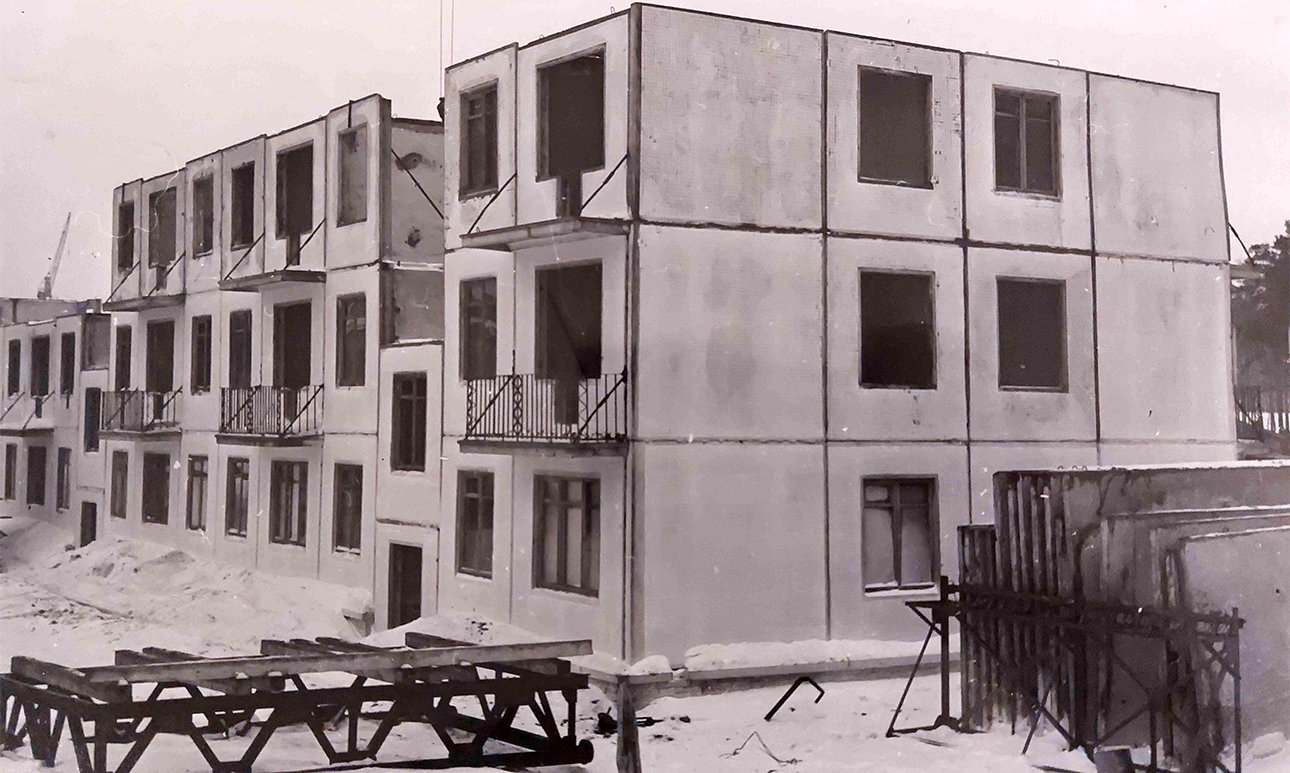 Строительство экспериментального панельного дома в Выксе.  Фото: Государственный научно-исследовательский музей архитектуры имени А.В.Щусева