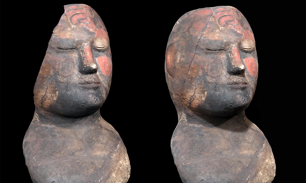 Таштыкские погребальные маски примечательны не только тем, что хорошо передают этнические черты, но и своей раскраской, очевидно воспроизводящей «макияж» древних сибиряков или же их лицевые татуировки. Фото: Государственный исторический музей