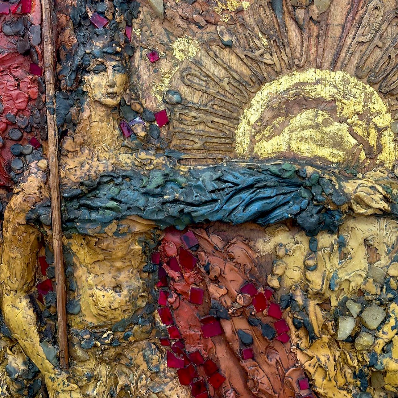 Коненков экспрессивно наносил на фанеру разноцветный пластилин почти как краску, широкими мазками. Фото: ВХНРЦ