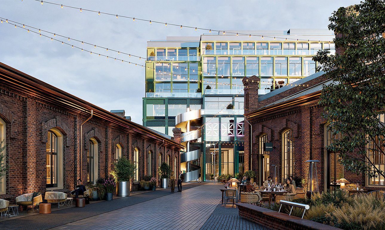 Три исторических здания из красного кирпича будут деликатно вписаны в новый проект и станут его полноценными частями с собственным функционалом.  Фото: FORMA