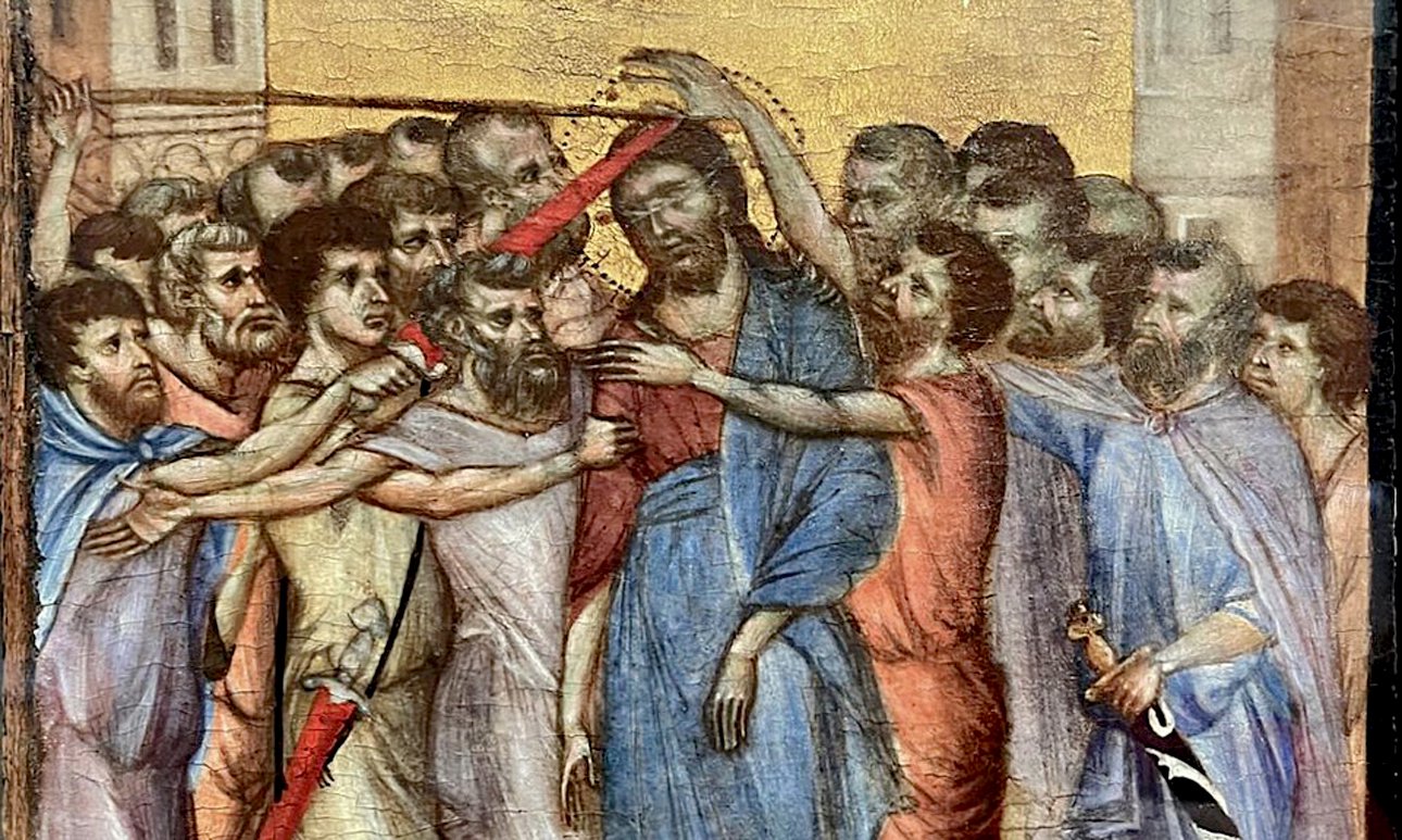 Чимабуэ. «Осмеяние Христа». Около 1280. Лувр.  Фото: Musée du Louvre